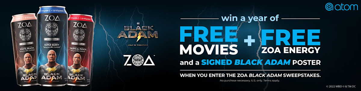 Win a year of FREE Movie Tickets + Zoa Energy!